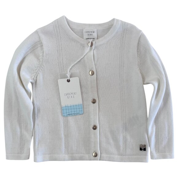 CARREMENT BEAU - KNIT CARDIGAN - IVORY - 100% COTTON - NWT - Picture 2 of 6